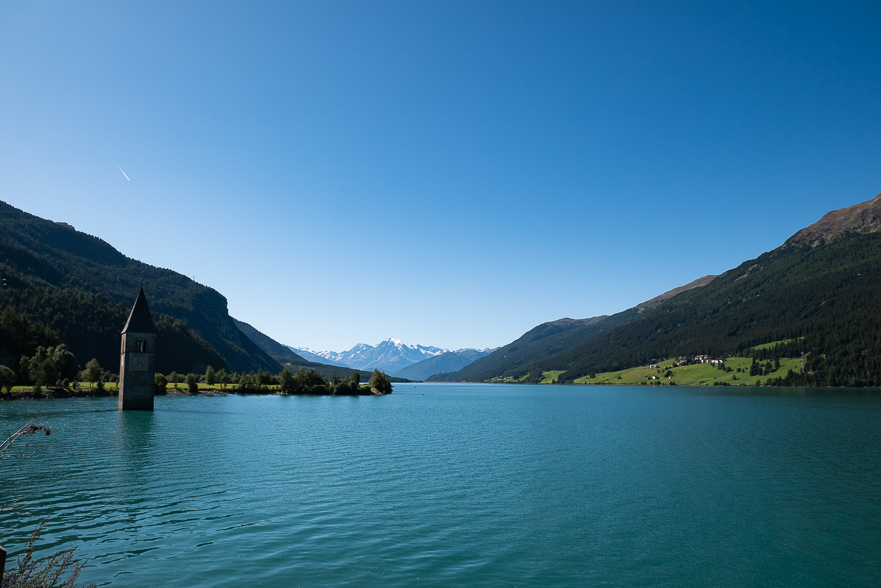 Reschensee, türkisblaues Wasser